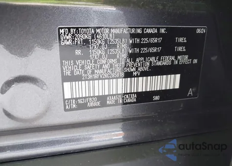 2024 Toyota Rav4 Le из США, поврежденный, VIN 2T3H1RFV2RC285818